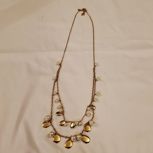 J. crew faux pearl and gold disk long necklace